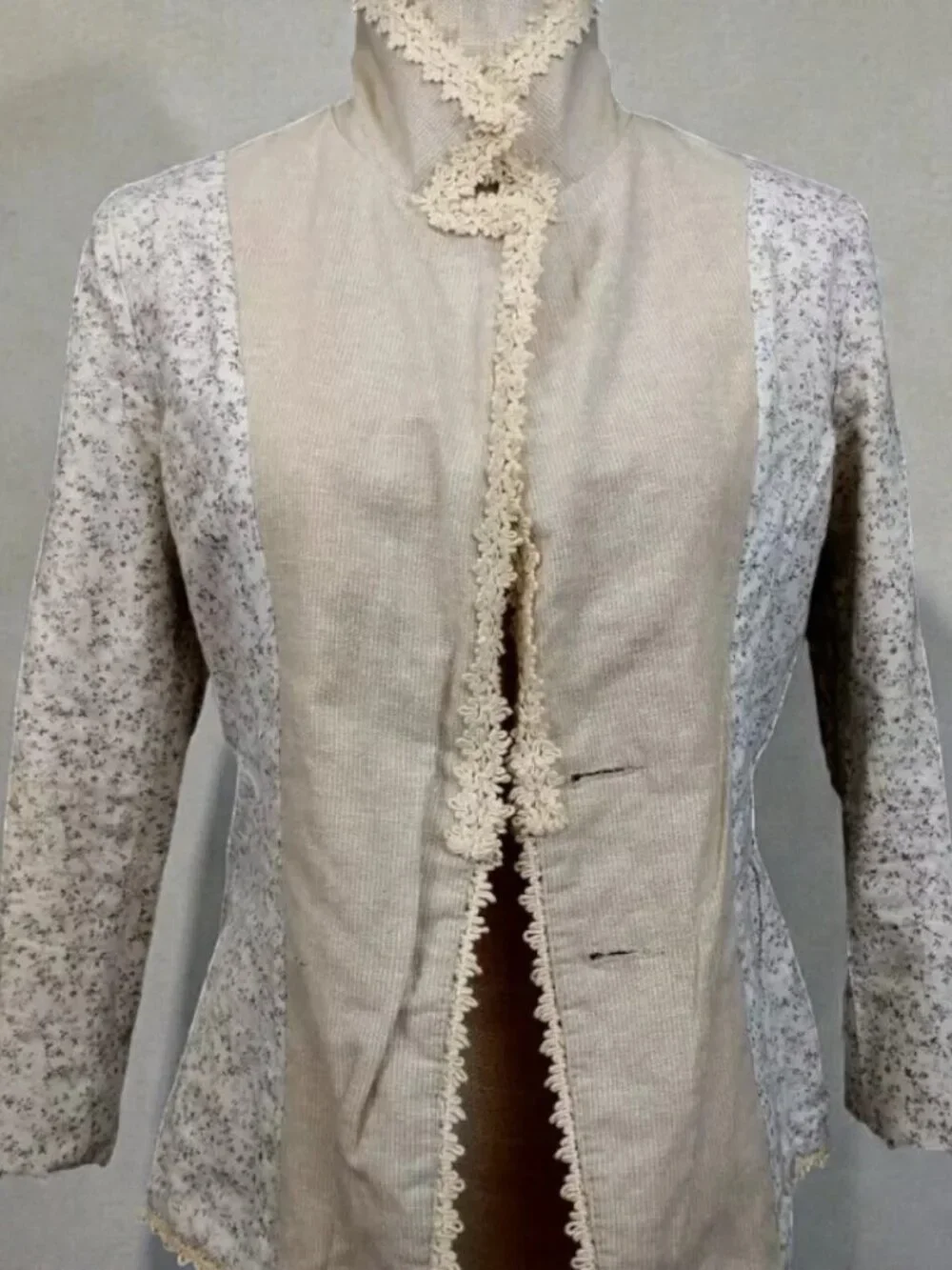 Anthropologie (Nick & Mo) Beige Linen Blend Crochet Trim Blazer - M NWT - Picture 8 of 16
